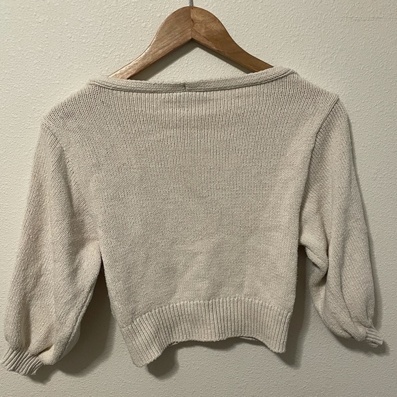 Zara Womens Nude Knit Cropped Lightweight Half Sleeve Button Up Cardigan S Small - Picture 6 of 6